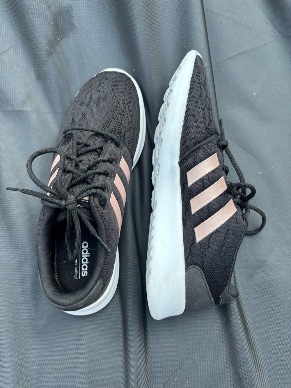 adidas Women’s Black Athletic Sneakers with Pink Stripes